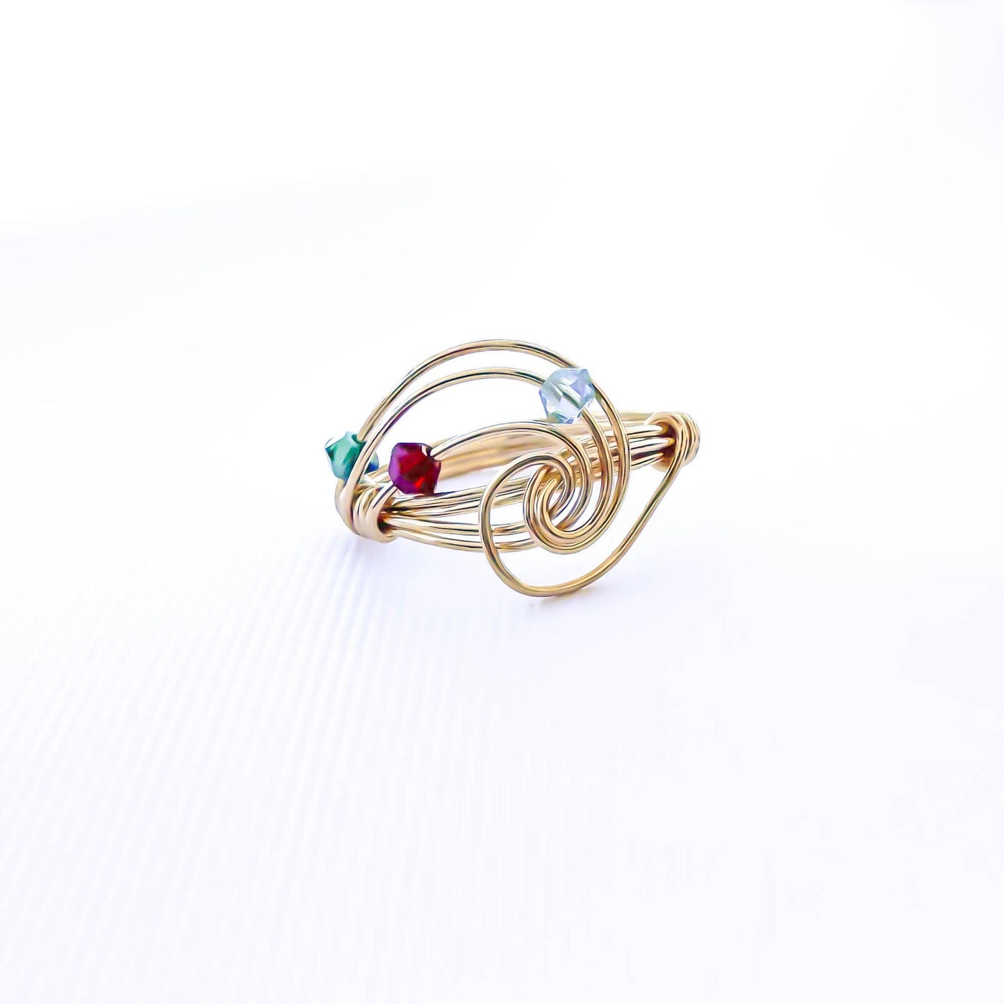 SIZE 6 Spinning Bead Swirl Ring, 14K Gold Filled