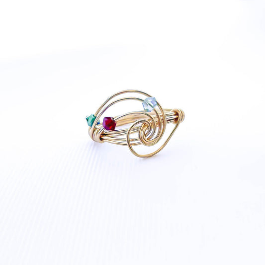 SIZE 6 Spinning Bead Swirl Ring, 14K Gold Filled