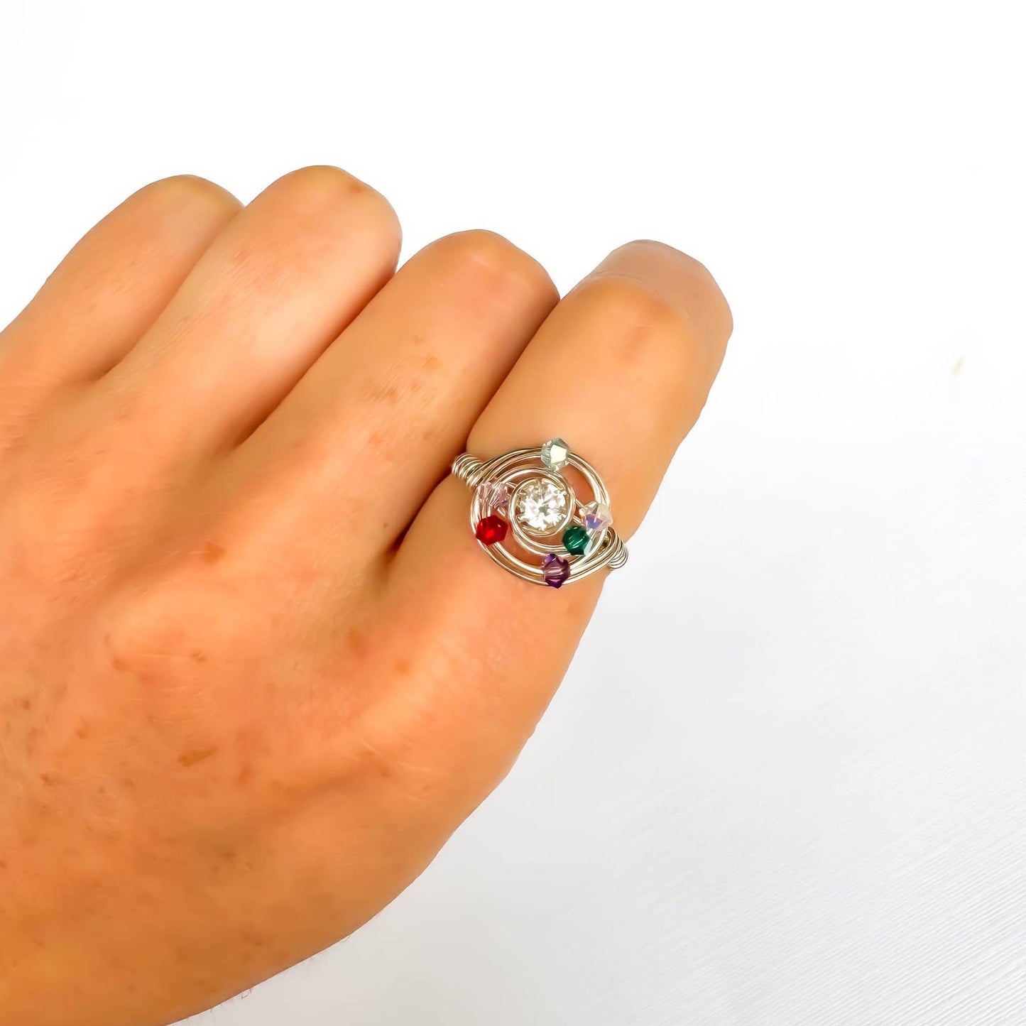 SIZE 5.75 Bead Swirl Ring, 925 Sterling Silver