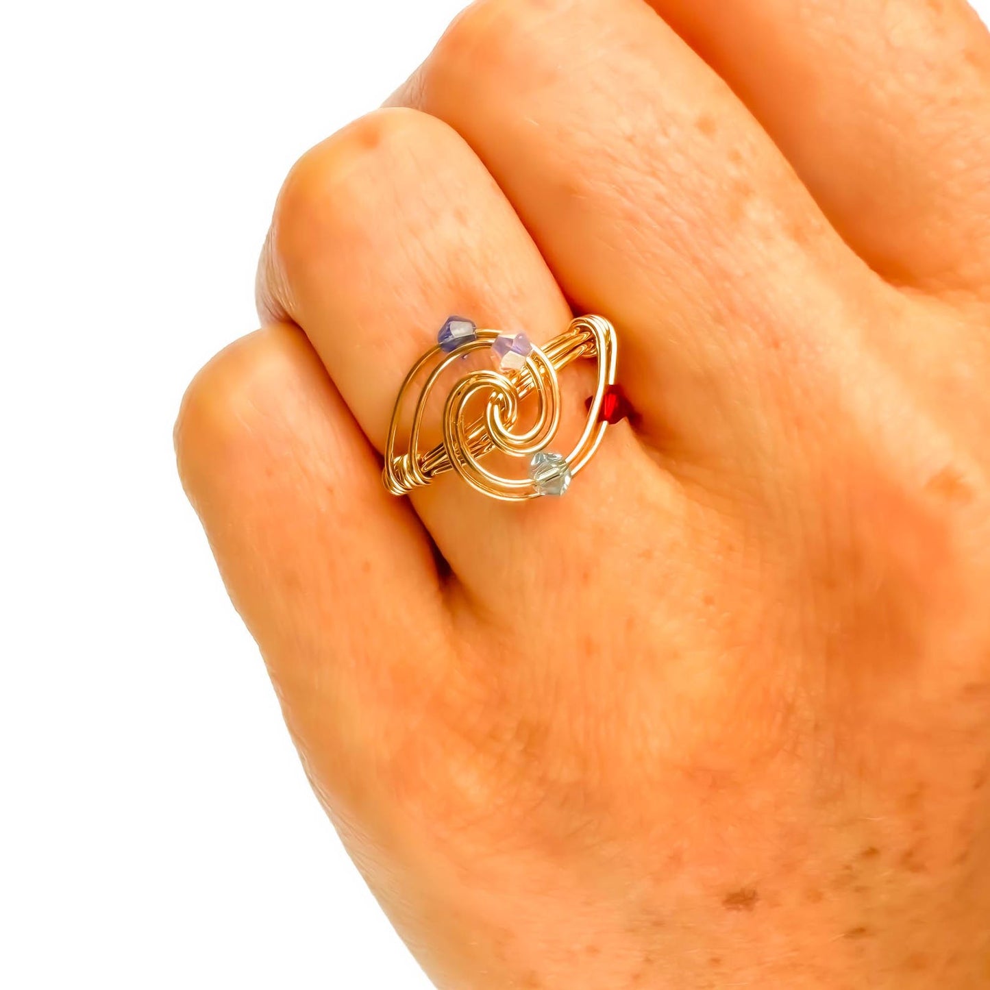 SIZE 4.5 Spinning Bead Swirl Ring, 14K Gold Filled