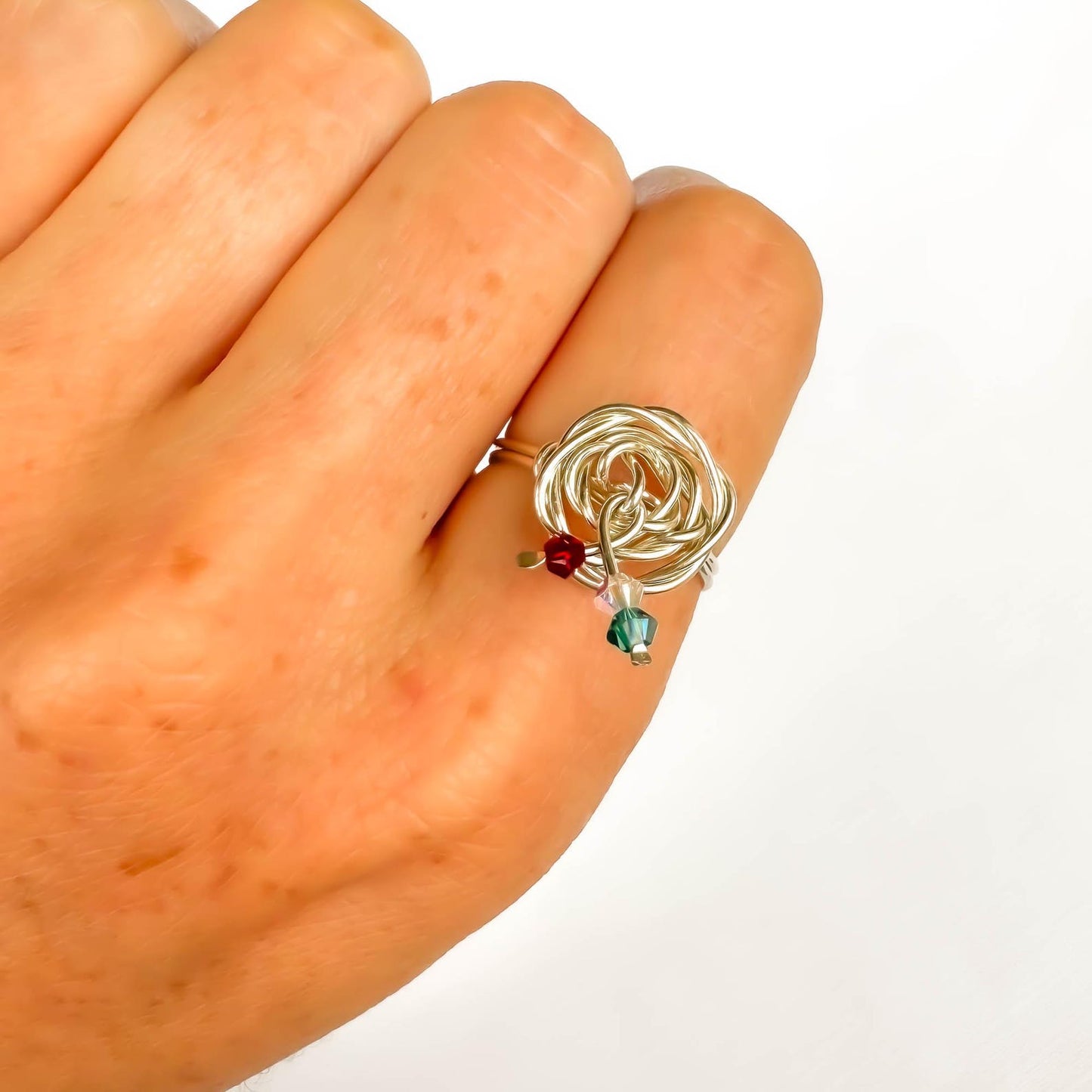 SIZE 6.75 Bead Swirl Ring, Sterling Silver