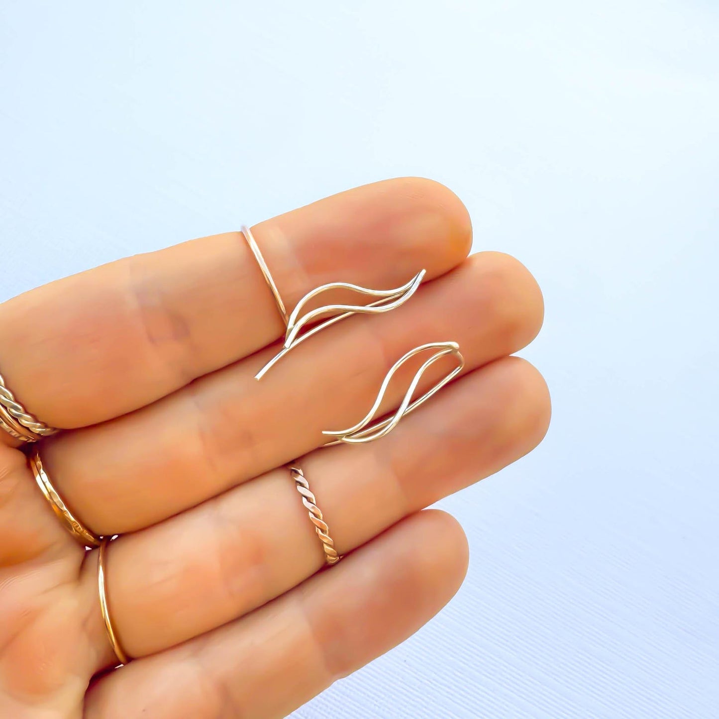 Wave Climbing Earrings, Sterling Silver
