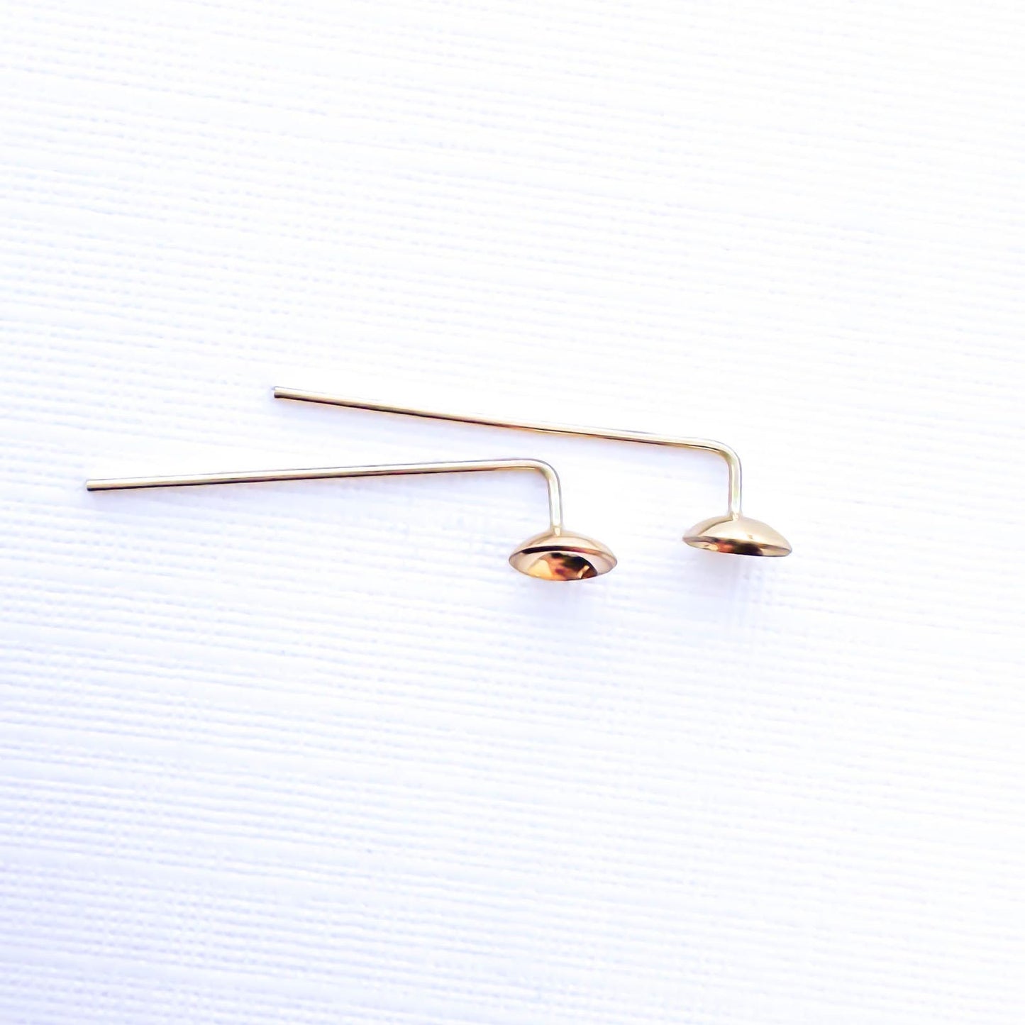 Cup Disc Threader Earrings, 14K Gold Filled
