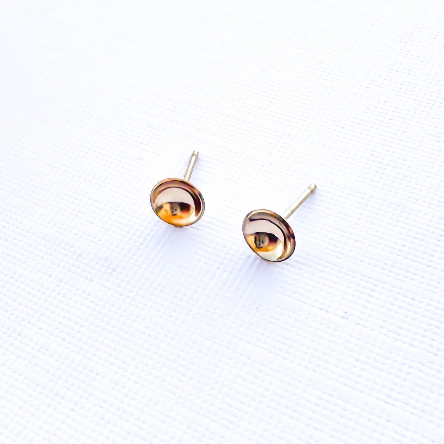 Cup Disc Stud Earrings, 14K Gold Filled