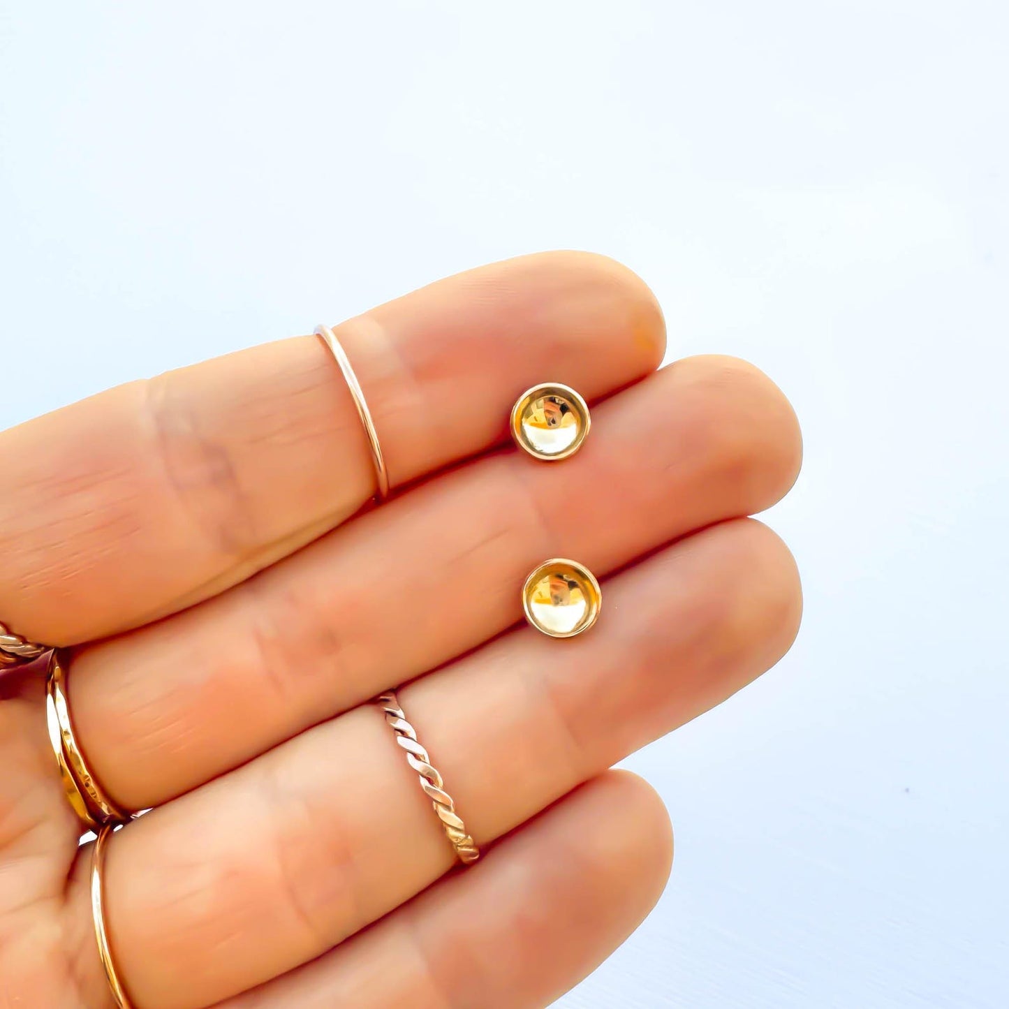 Cup Disc Stud Earrings, 14K Gold Filled