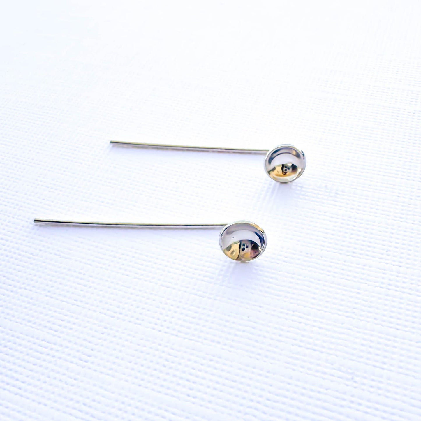 Cup Disc Threader Earrings, Sterling Silver