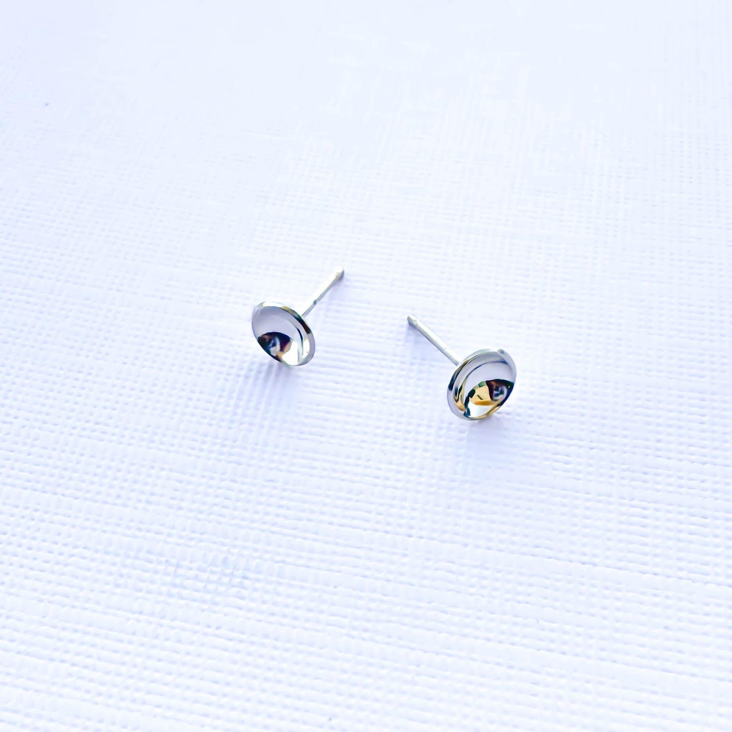 Cup Disc Stud Earrings, Sterling Silver
