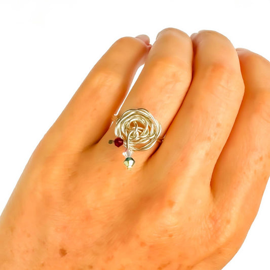 SIZE 6.75 Bead Swirl Ring, Sterling Silver