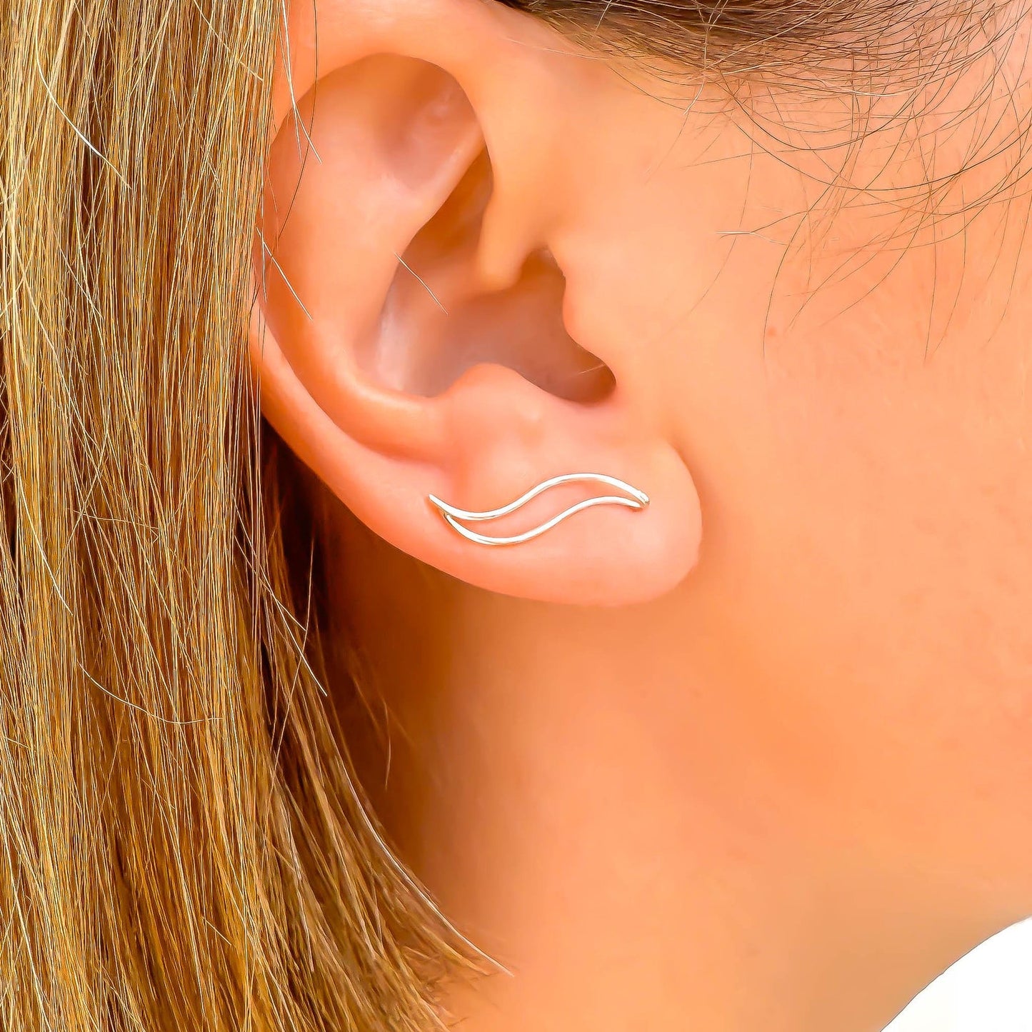 Wave Climbing Earrings, Sterling Silver