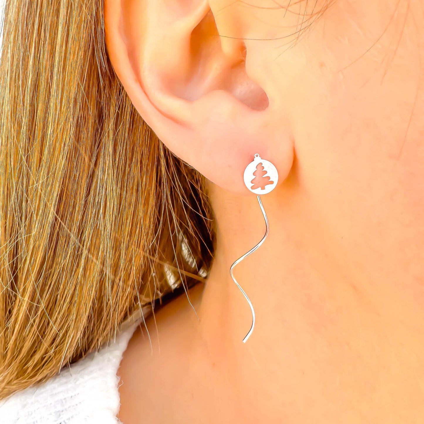 Christmas Tree Spiral Earrings, Sterling Silver