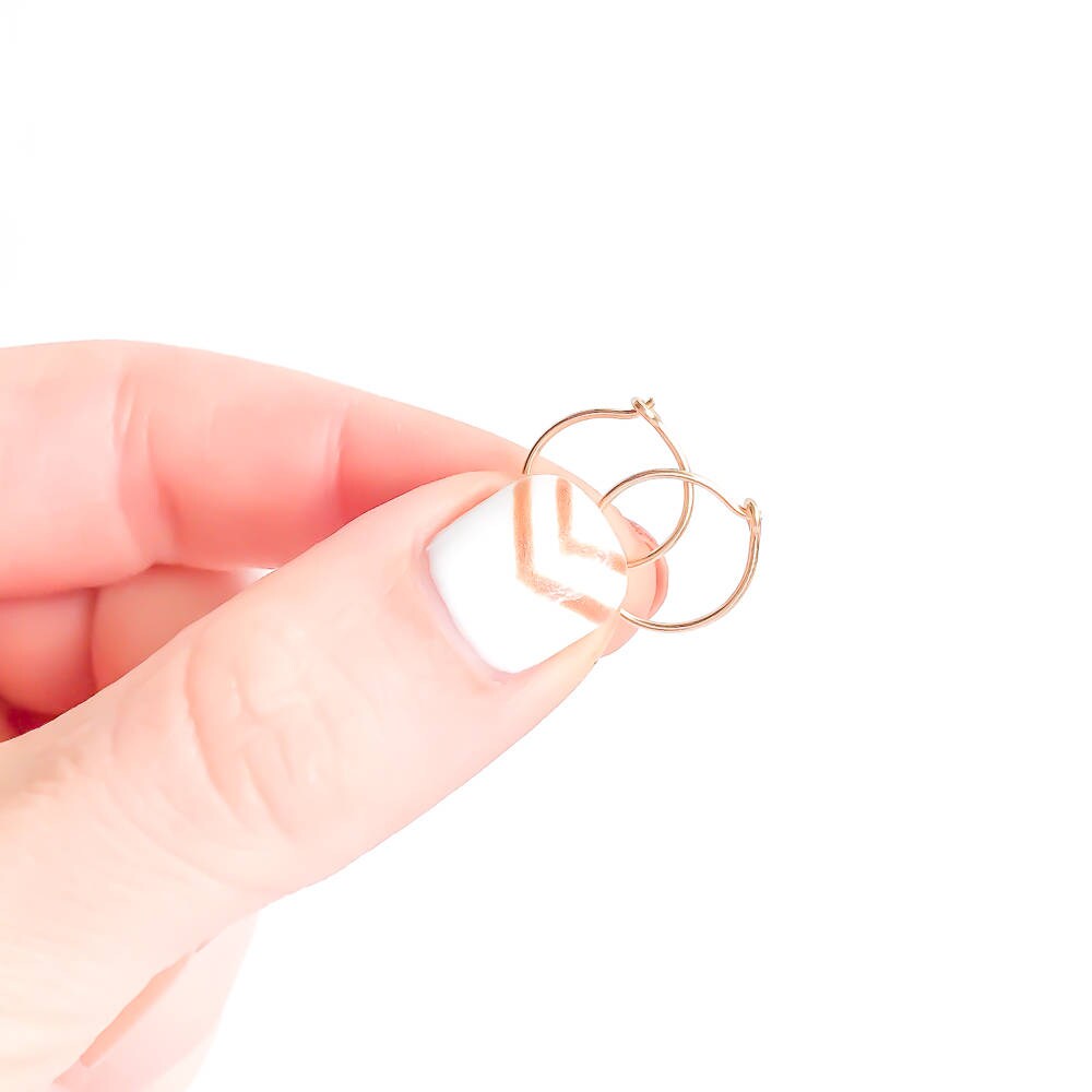 Small Eyelet Hoop Earrings, 12mm
