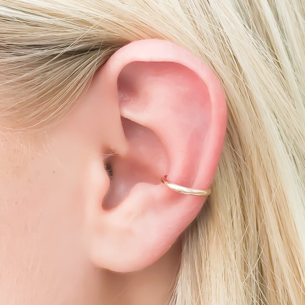 14K Gold Half Round Ear Cuff