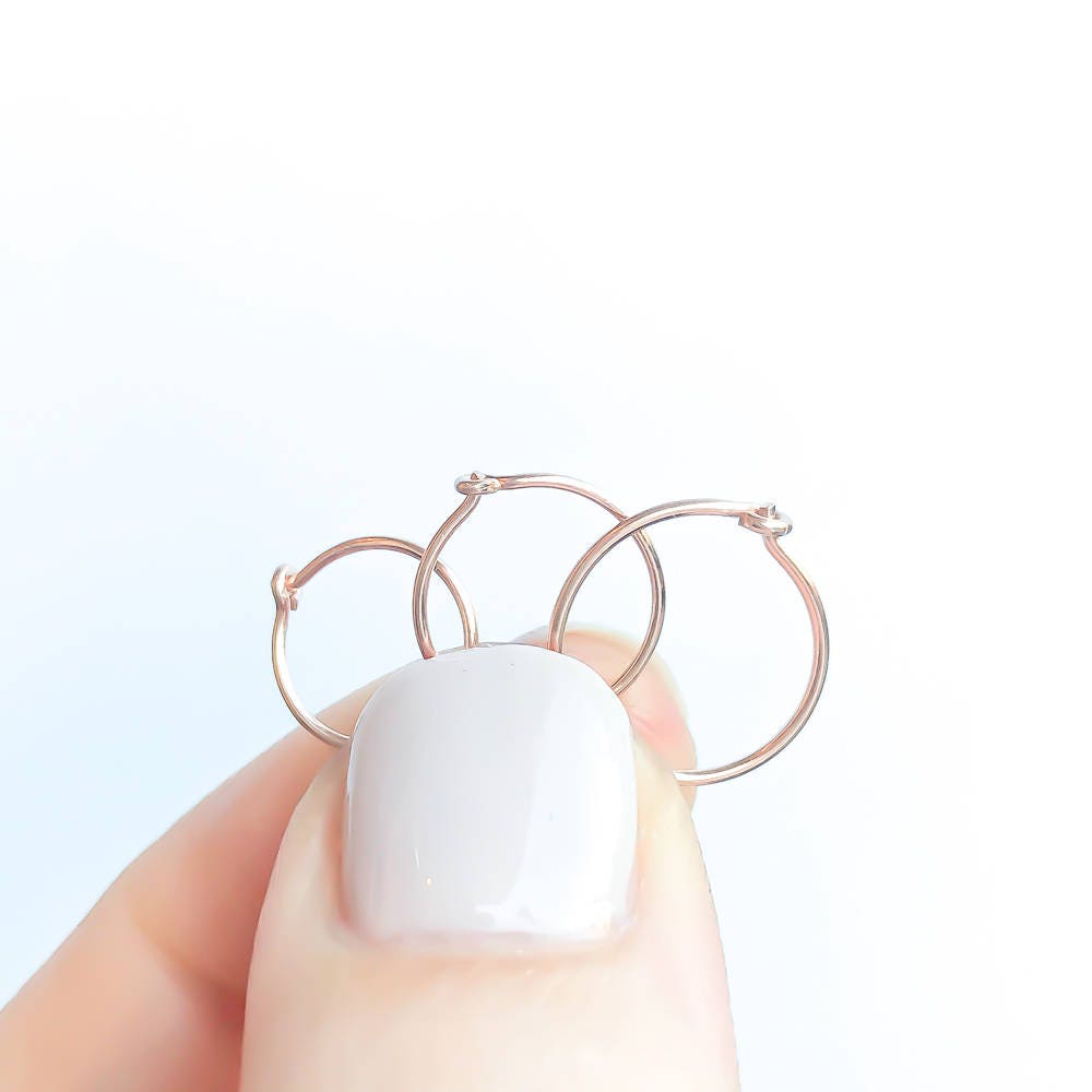 Small Eyelet Hoops, 14K Rose Gold Filled