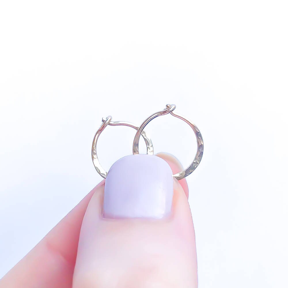Pair or Set of Small Hammered Hoop Earrings
