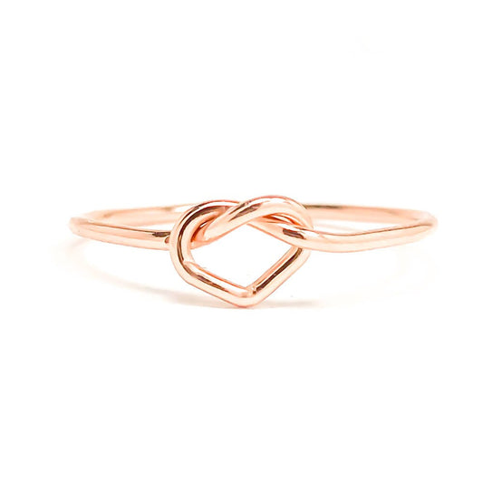 Heart Knot Ring, 14K Rose Gold Filled