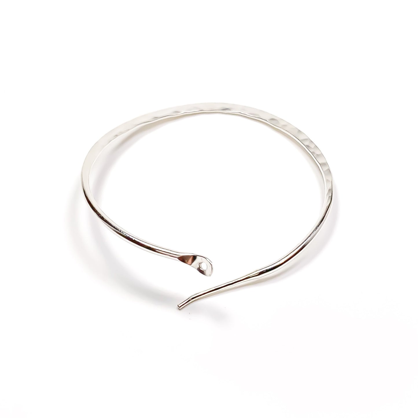 40mm Hammered Hoop Earrings, Sterling Silver