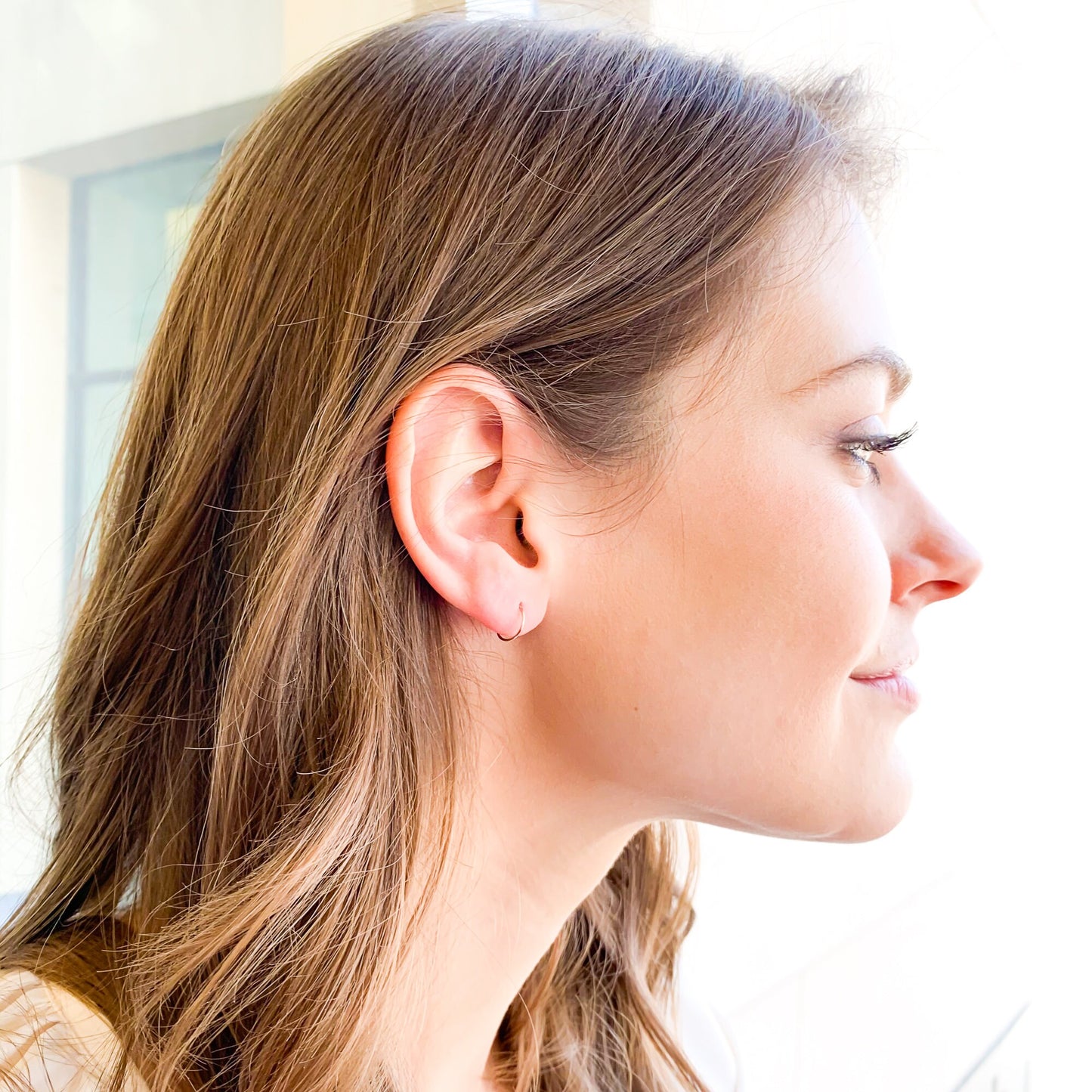14K Rose Gold Filled Eyelet Hoops, 11mm