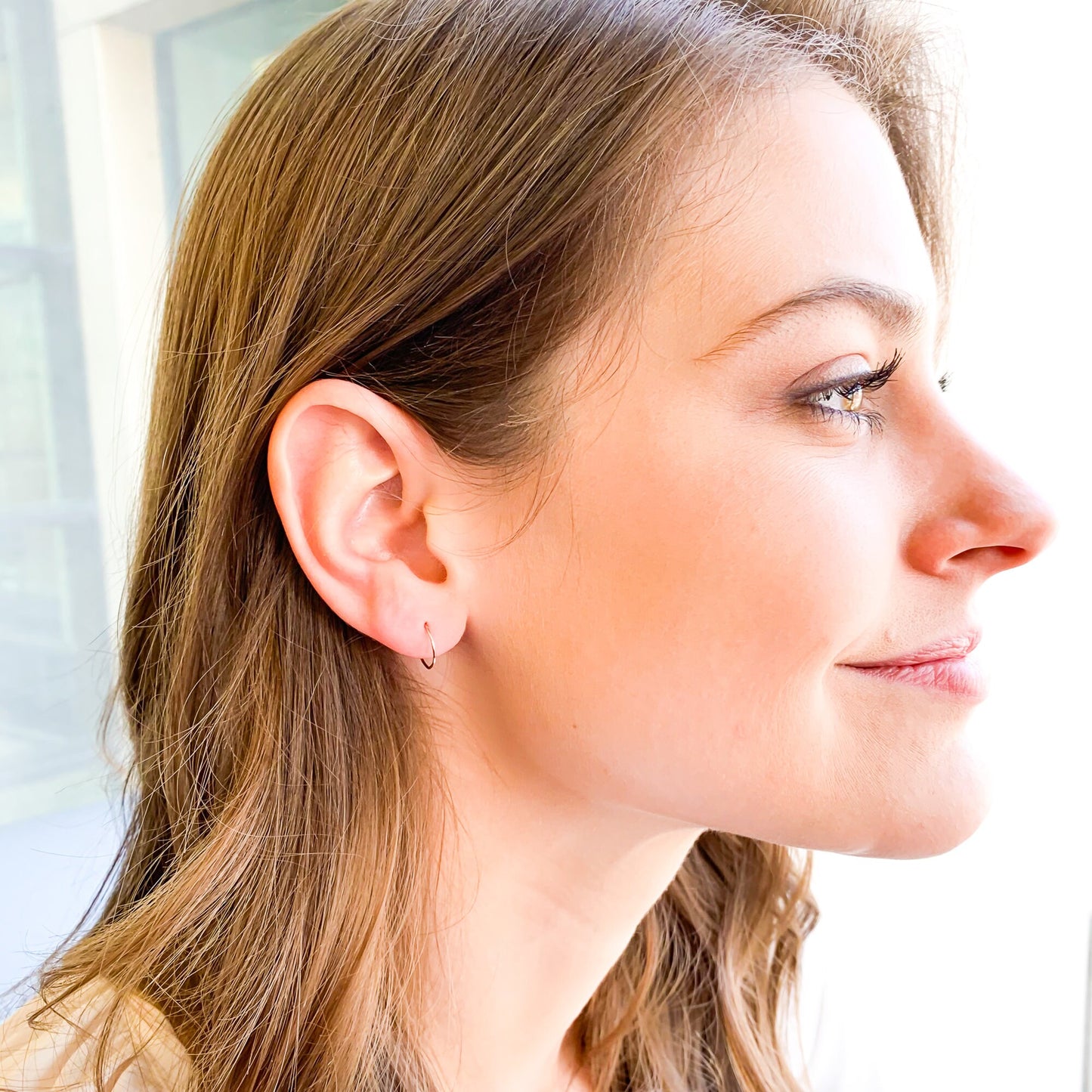 14K Gold Eyelet Hoop Earrings