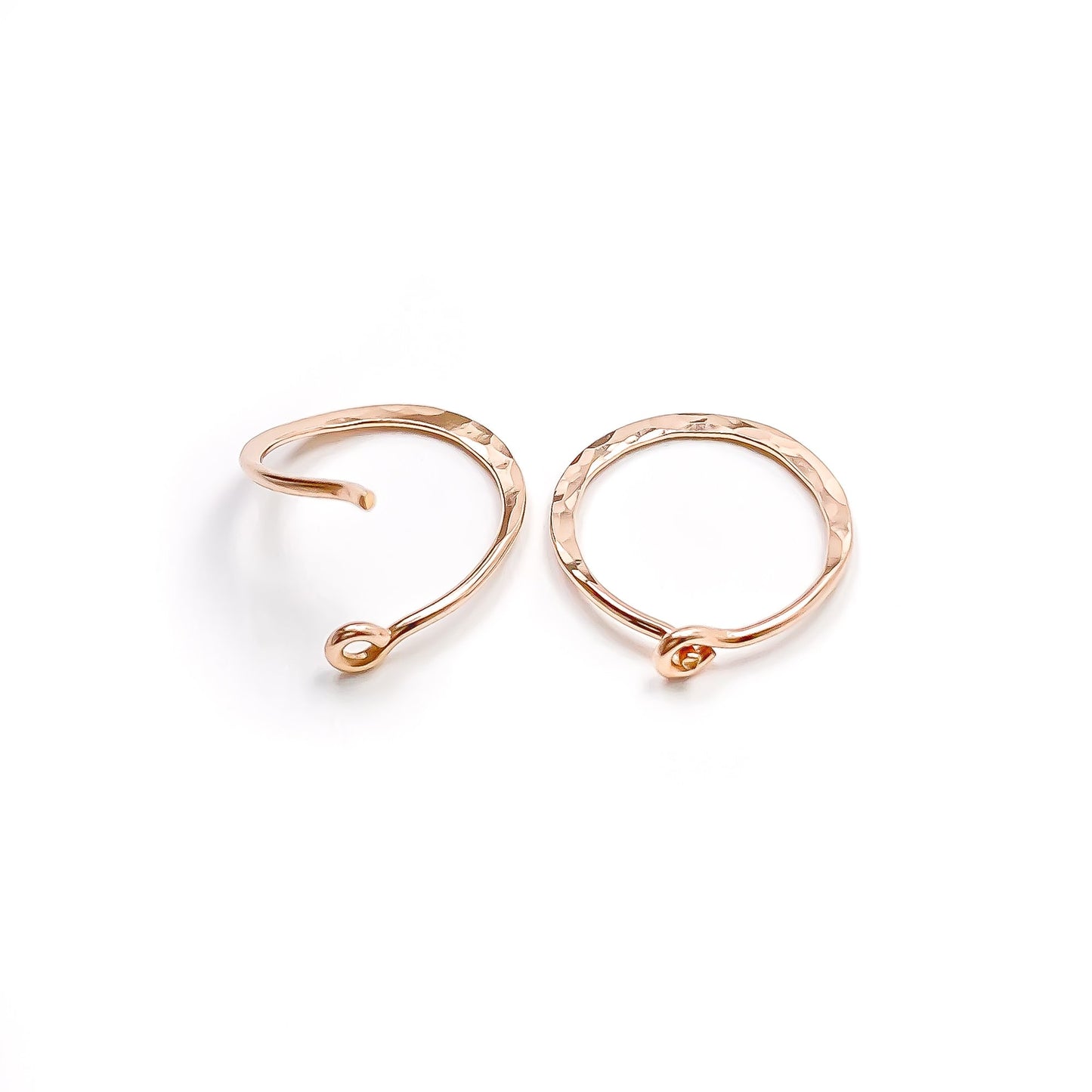 12mm Hammered Hoop Earrings, 14K Rose Gold Filled