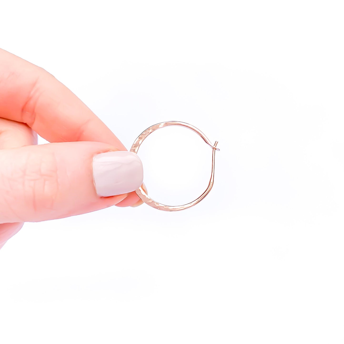 25mm Hammered Hoop Earrings, 14K Rose Gold Filled