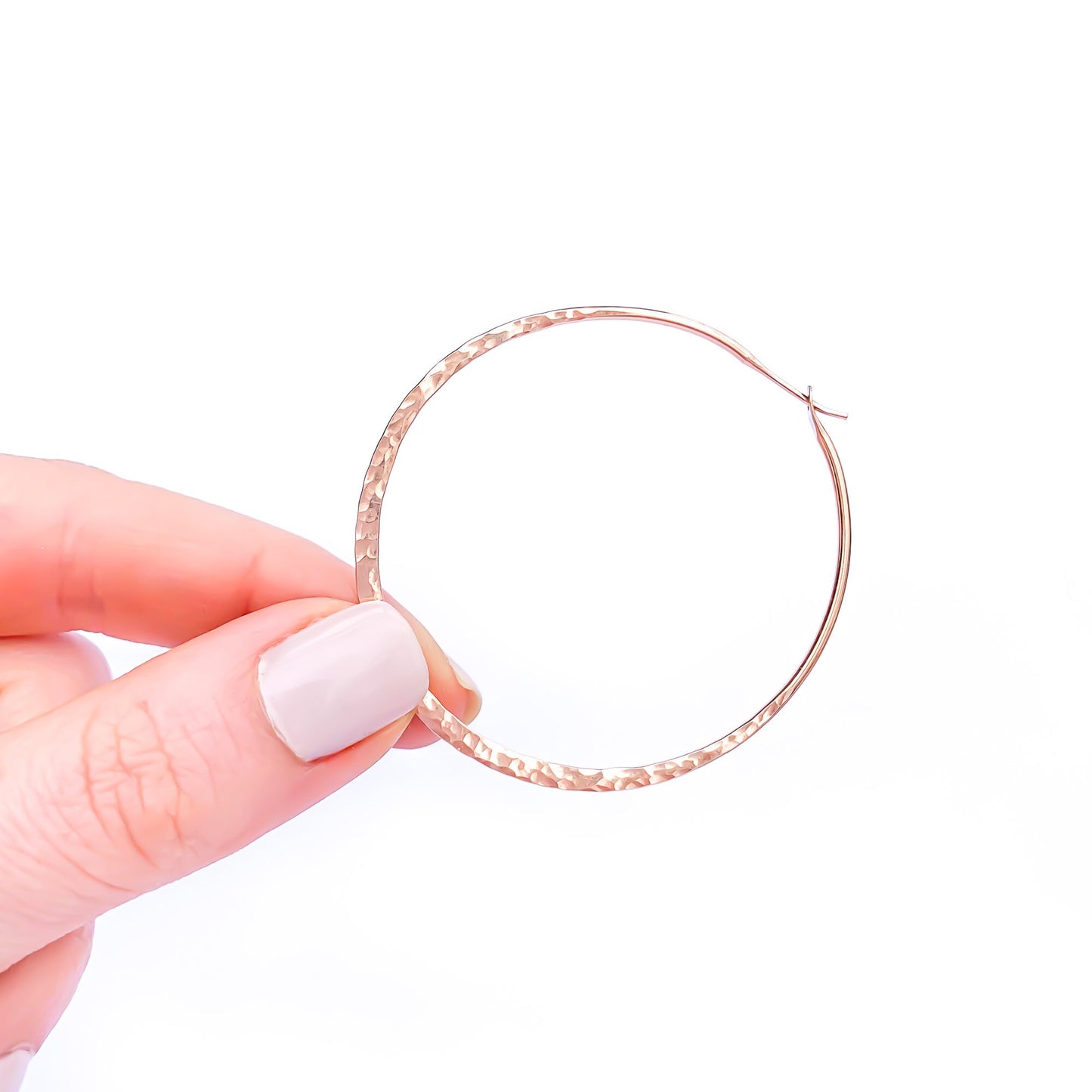 45mm Hammered Hoop Earrings, 14K Rose Gold Filled