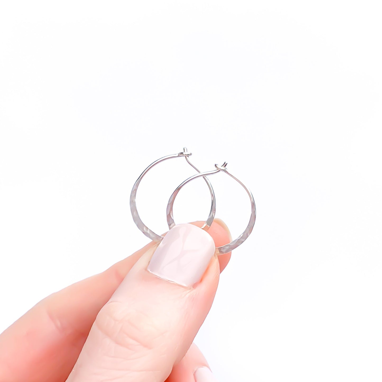 20mm Small Hammered Earrings, Sterling Silver