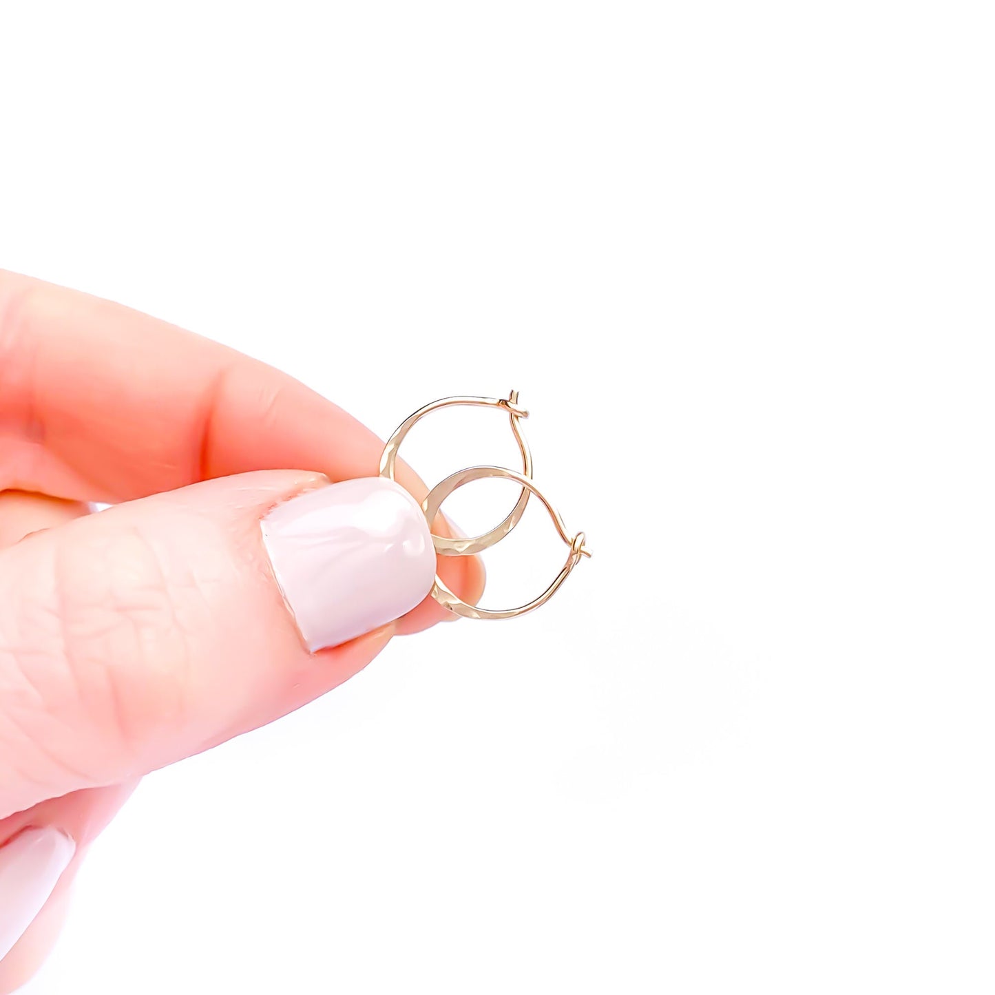 12mm Hammered Hoop Earrings, 14K Gold Filled
