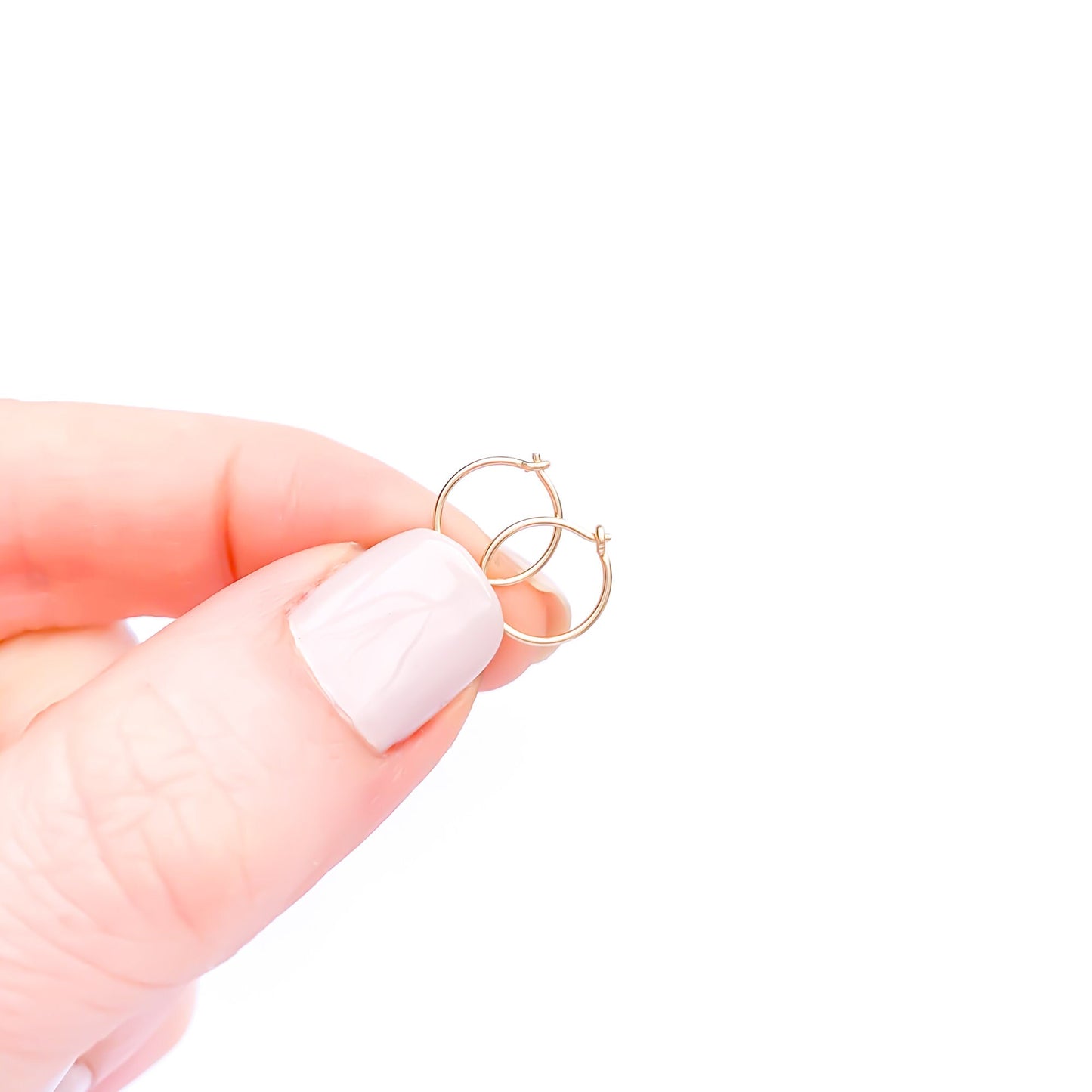 14K Gold Eyelet Hoops, 9mm