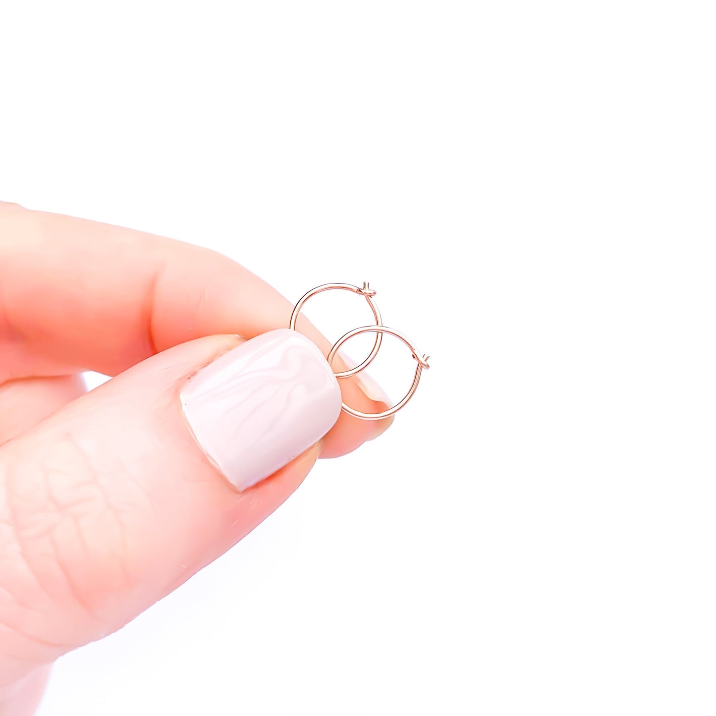 14K Rose Gold Filled Eyelet Hoops, 11mm