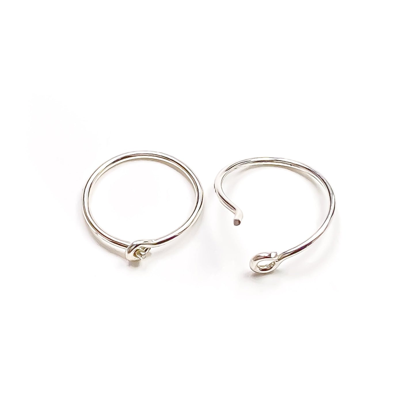14K White Gold Eyelet Hoop, 9mm