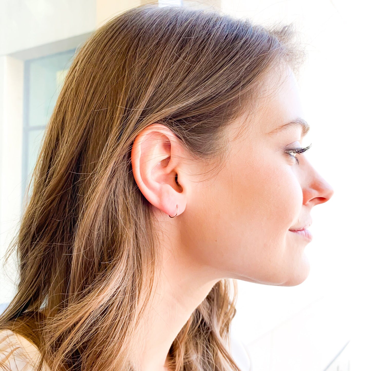 14K Gold Eyelet Hoops, 9mm