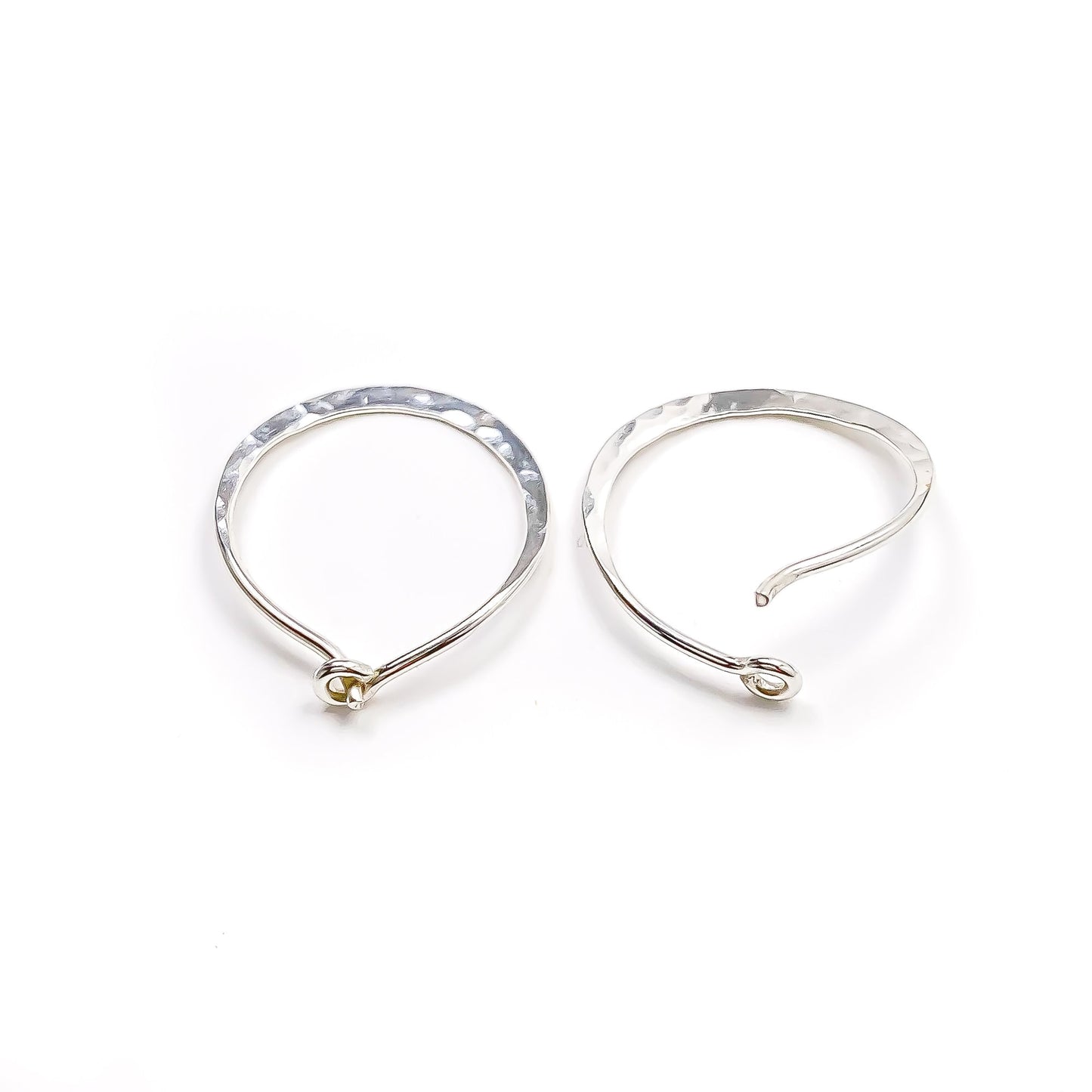 15mm Hammered Hoop Earrings, Sterling Silver