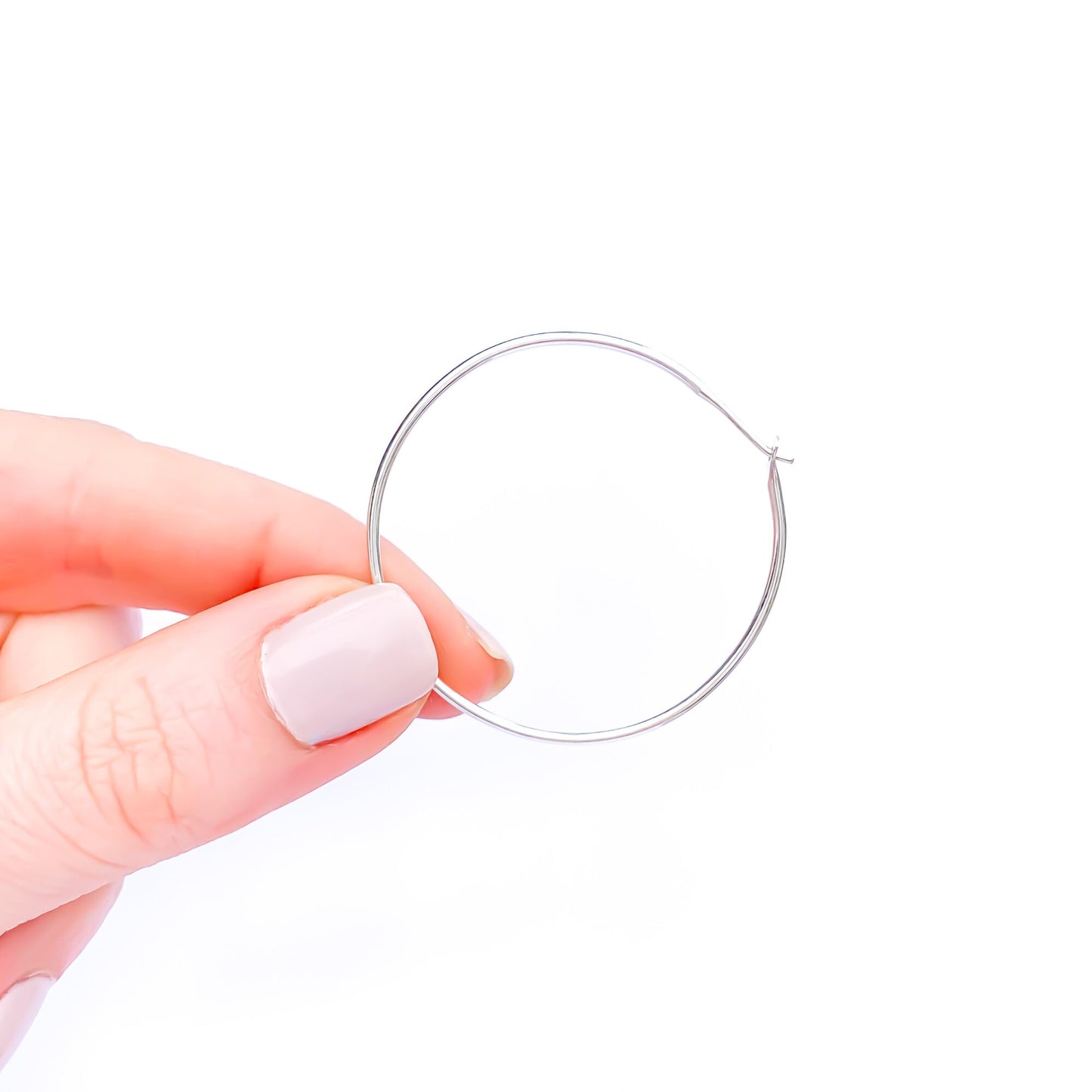 40mm Hoop Earrings, Sterling Silver
