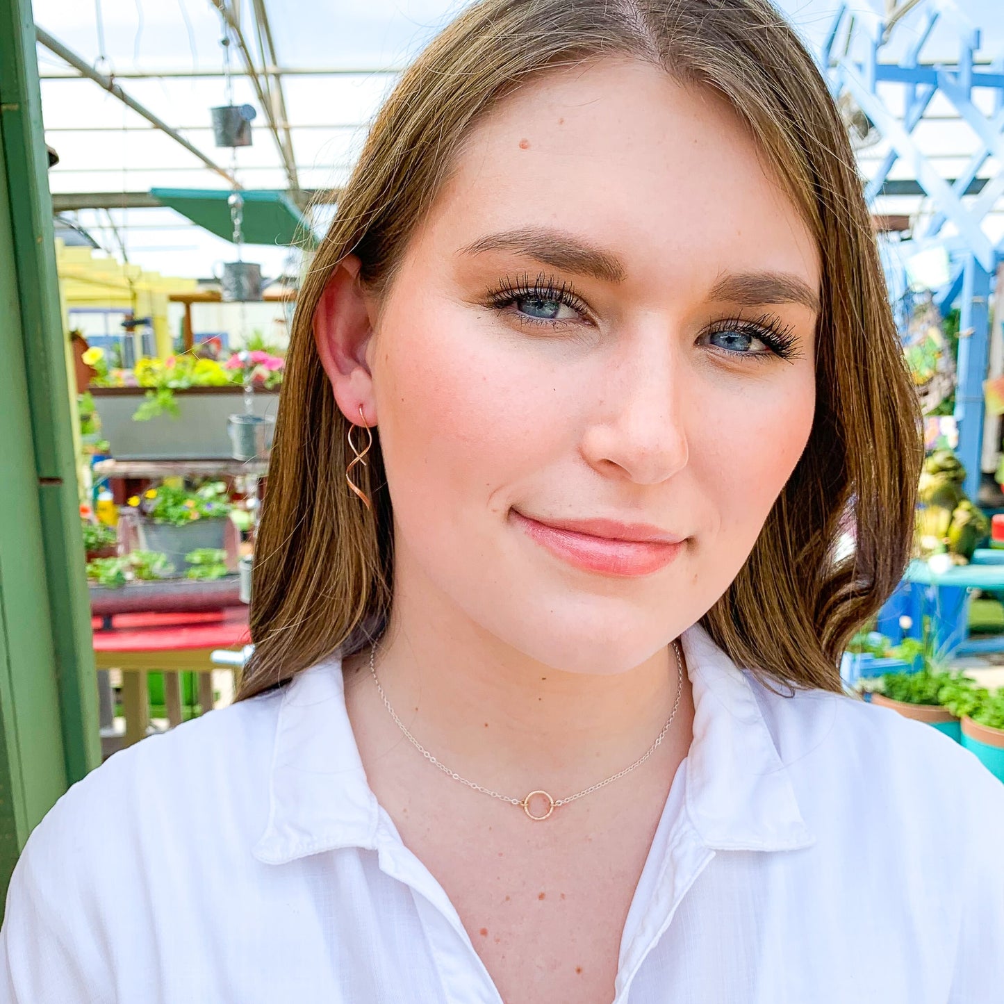 Solid 14K Rose Gold Corkscrew Earrings