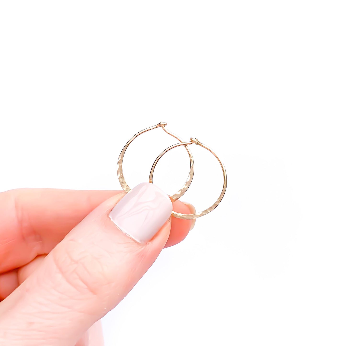 20mm Small Hammered Earrings, 14K Gold Filled