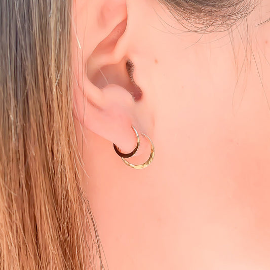 Pair or Set of Small Hammered Hoop Earrings