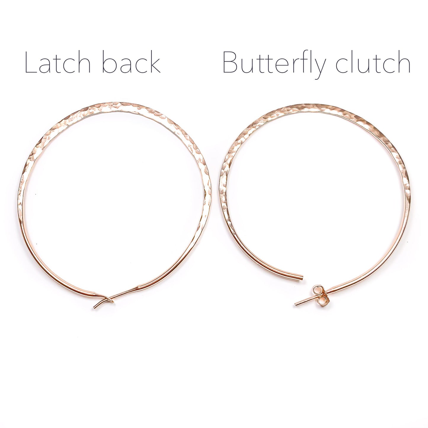 45mm Hammered Hoop Earrings, 14K Rose Gold Filled