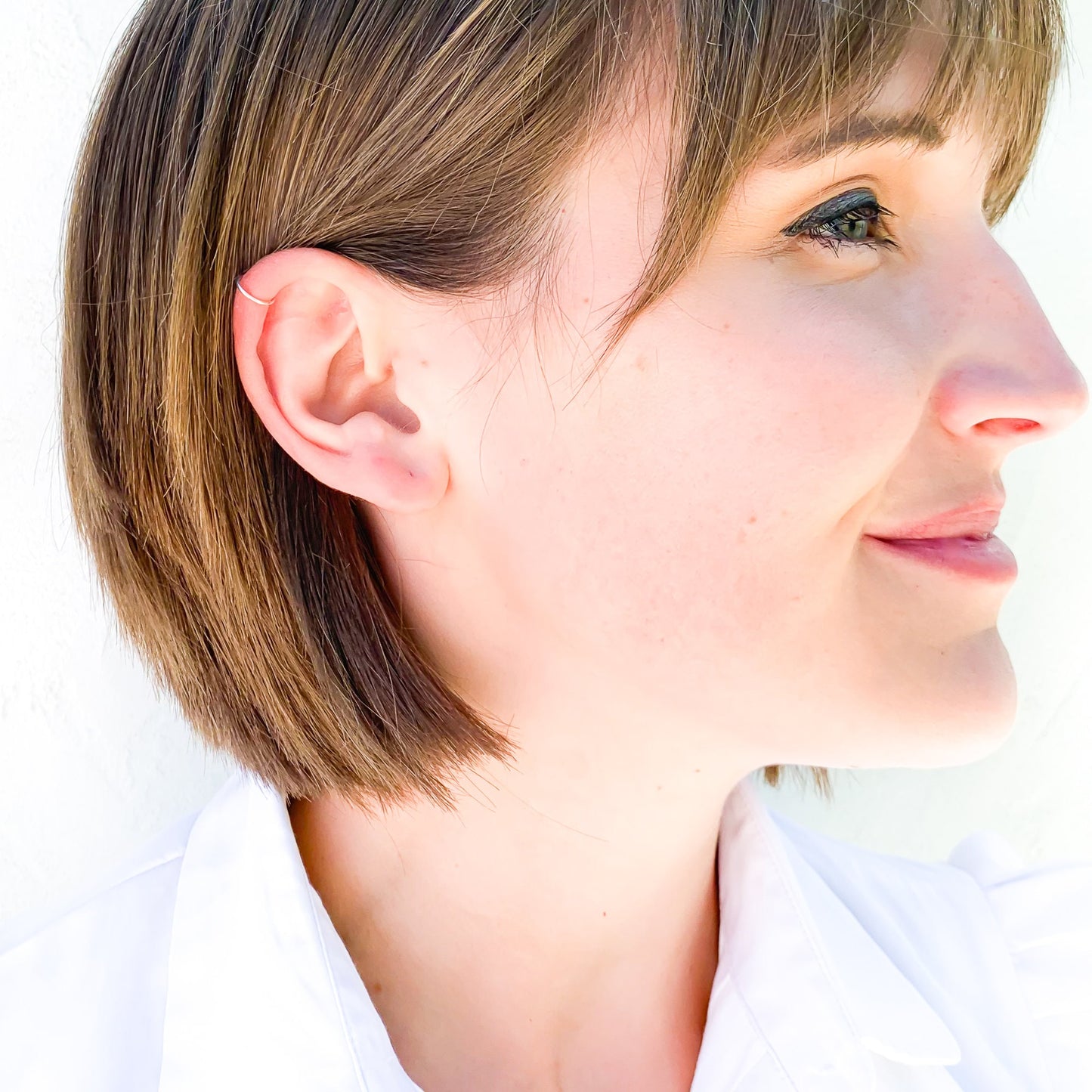 Solid 14K Gold Rose Gold Hoops, Continuous