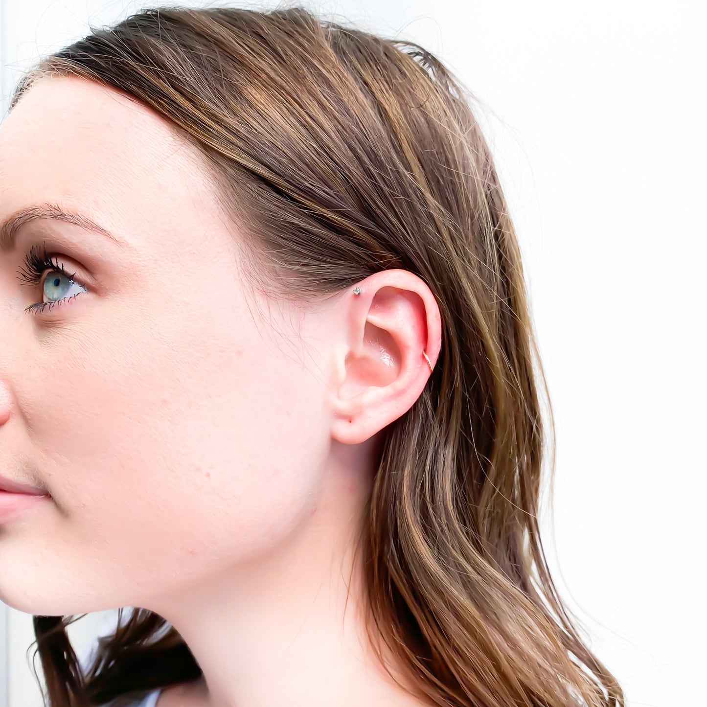 Solid 14K Gold Rose Gold Hoops, Continuous