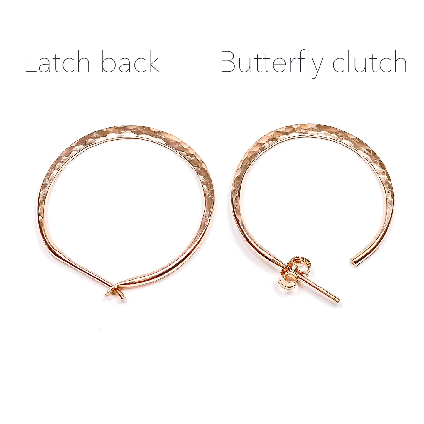 25mm Hammered Hoop Earrings, 14K Rose Gold Filled