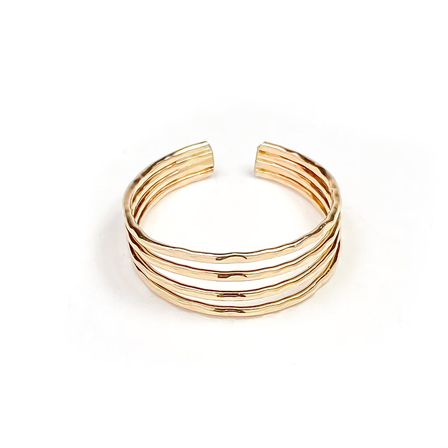 4 Strand Hammered Toe Ring, 14K Gold Filled