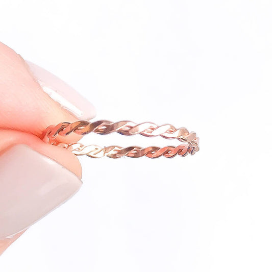 Twist Stack Ring, 14K Rose Gold Filled