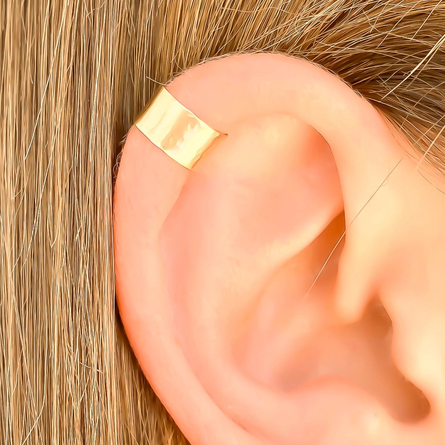 Hammered Wide Gold Filled Ear Cuff