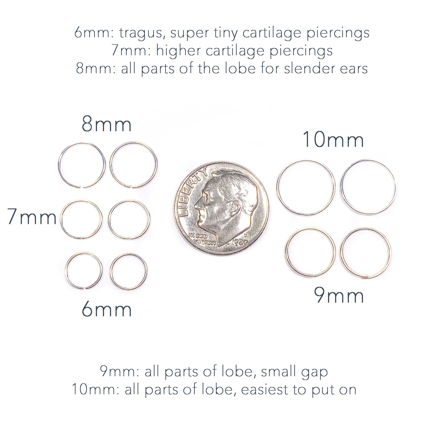 Continuous Hoops, 8mm 9mm 10mm Silver