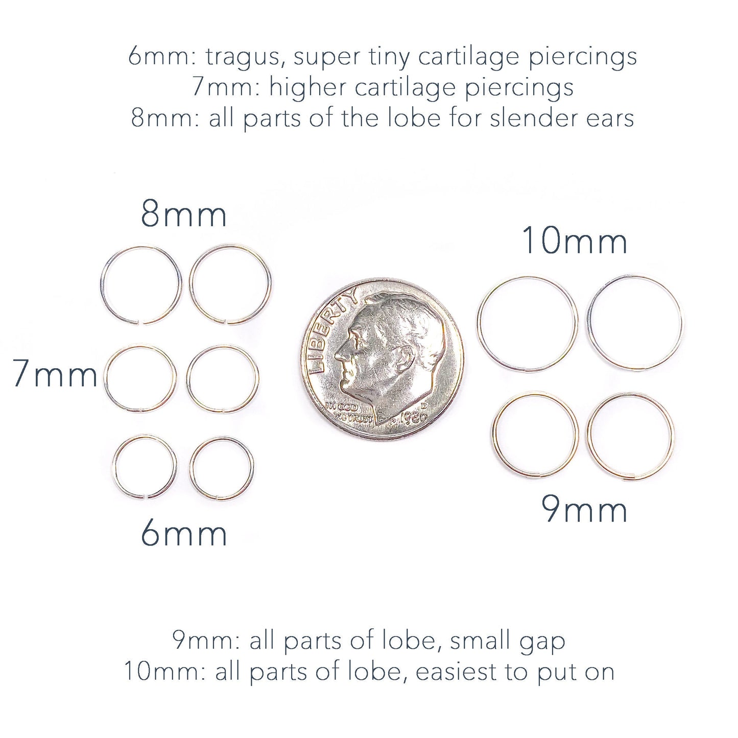 Solid 14K White Gold Cartilage Hoop
