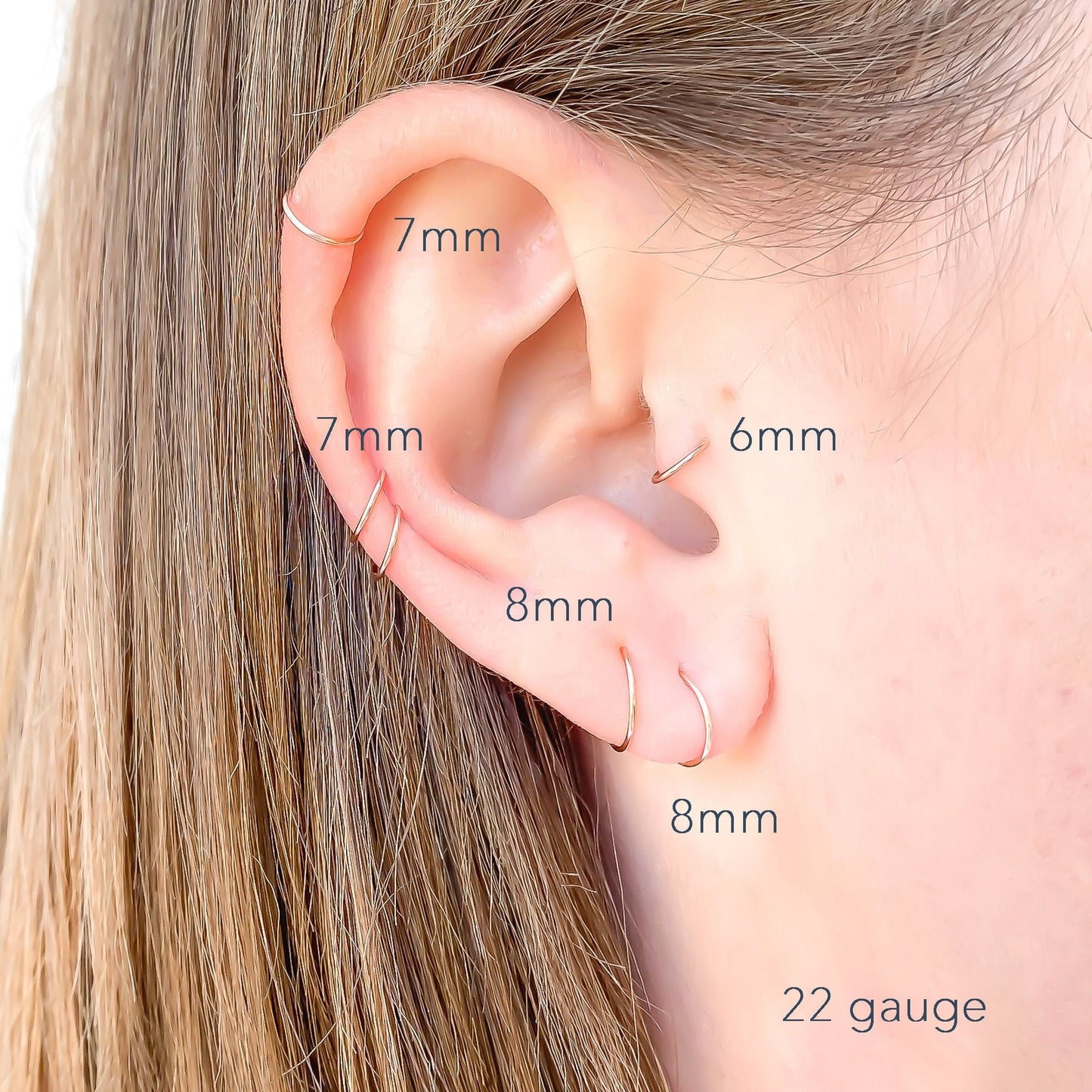 Small Continuous Hoops, 14K Rose Gold Filled