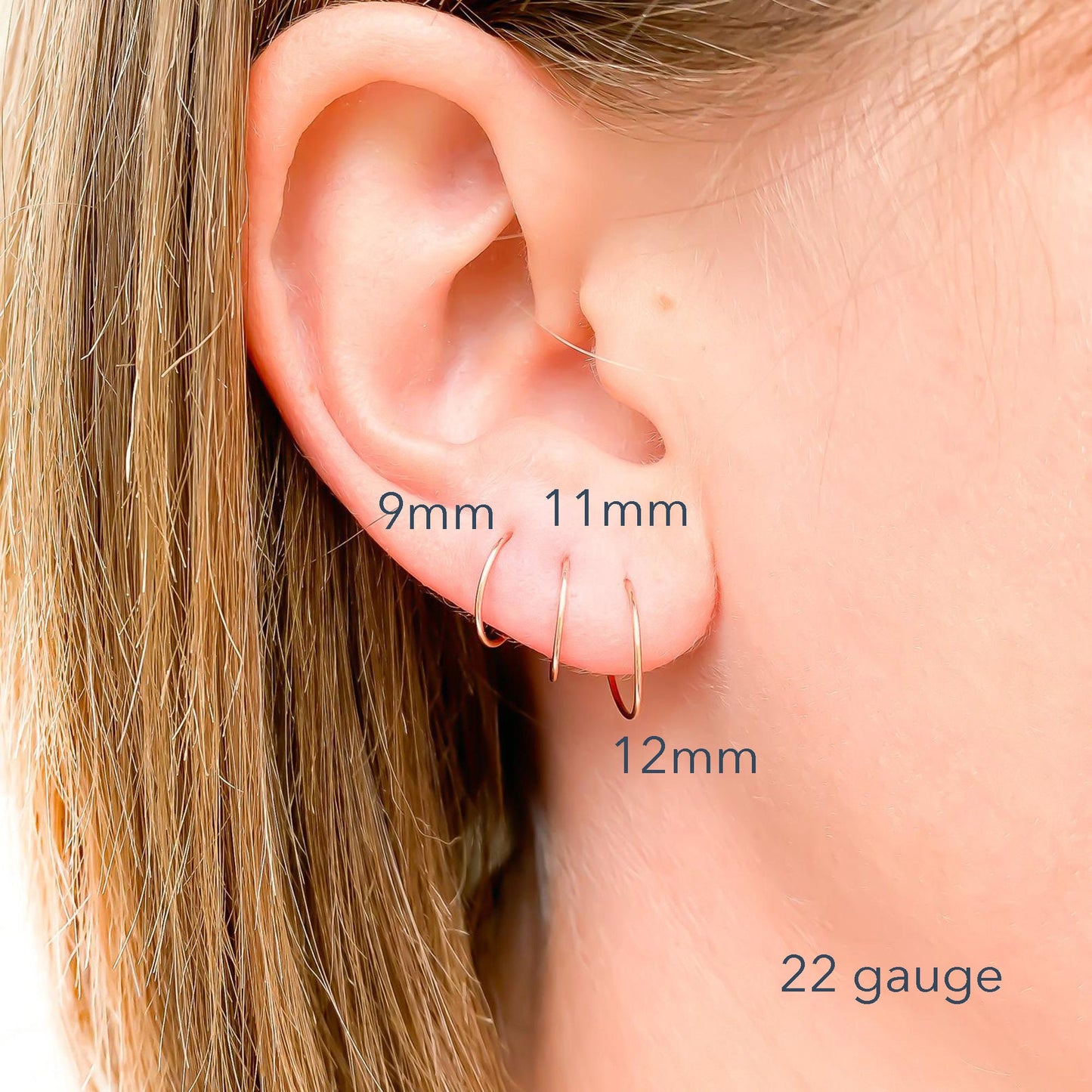 Small Eyelet Hoops, 14K Rose Gold Filled
