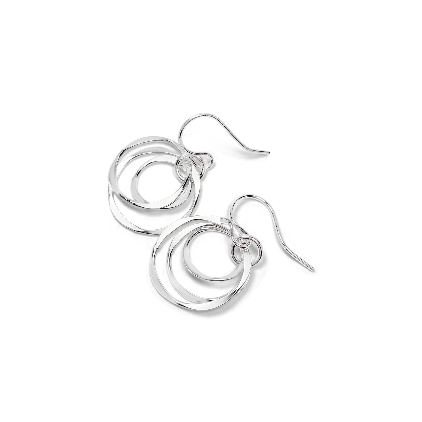 Nested Circle Dangle Earrings, Sterling Silver