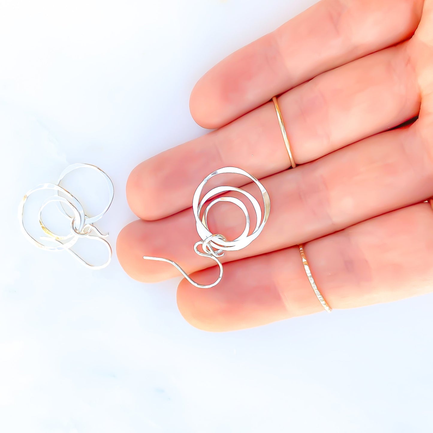 Nested Circle Dangle Earrings, Sterling Silver