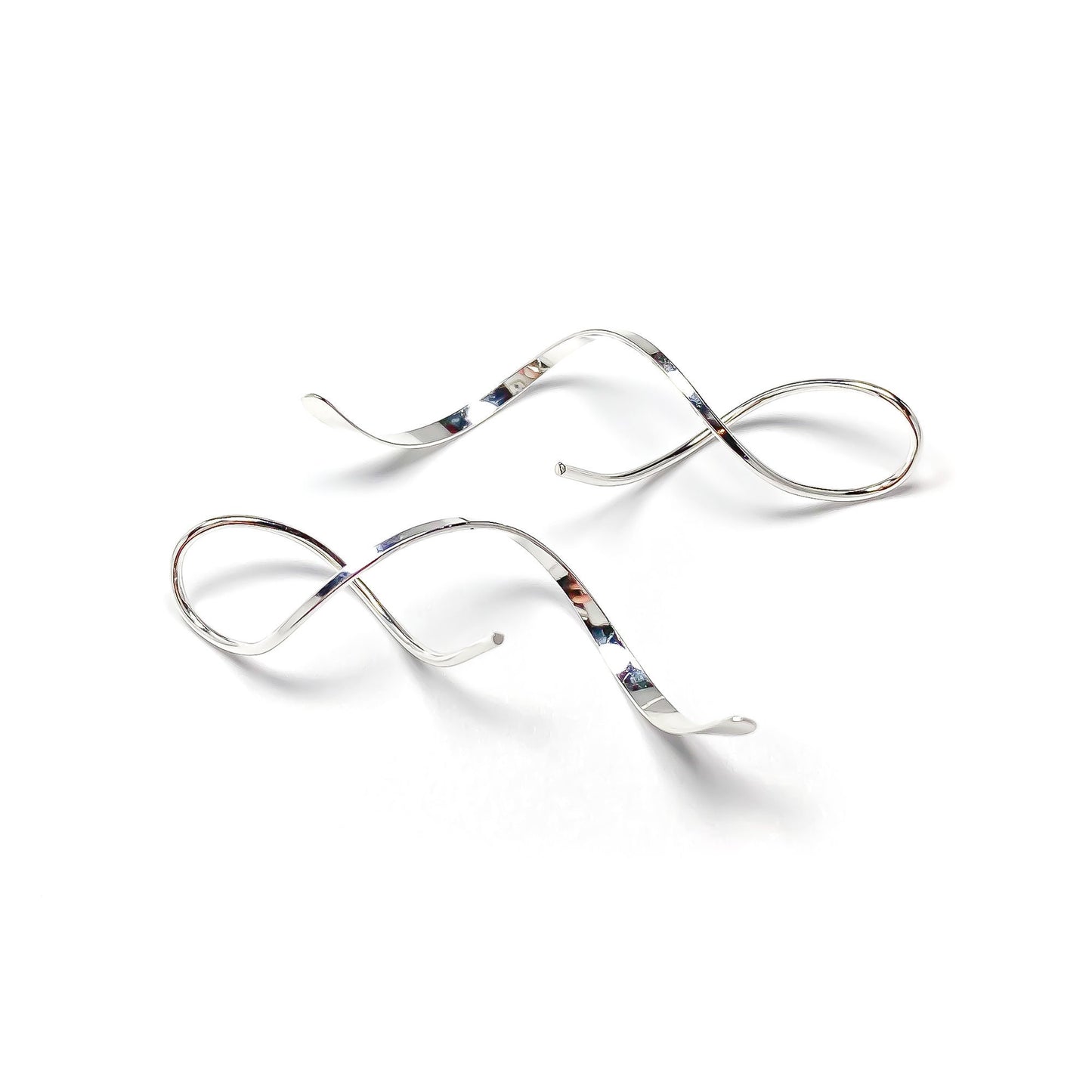 14K White Gold Spiral Earrings